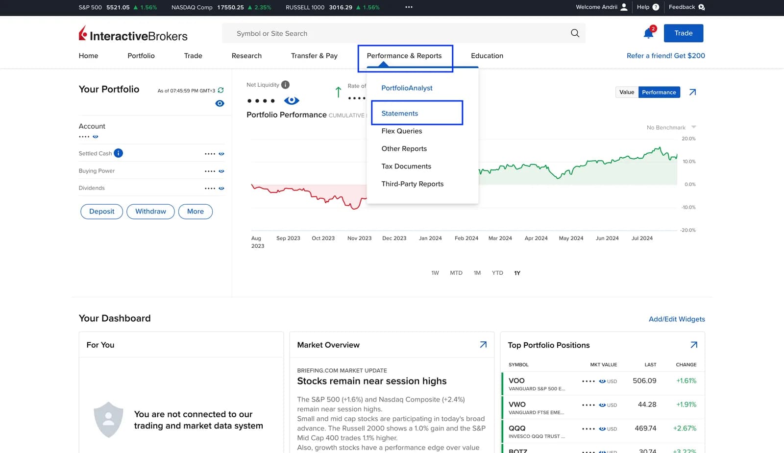 IBKR: Performance & Reports → Statements